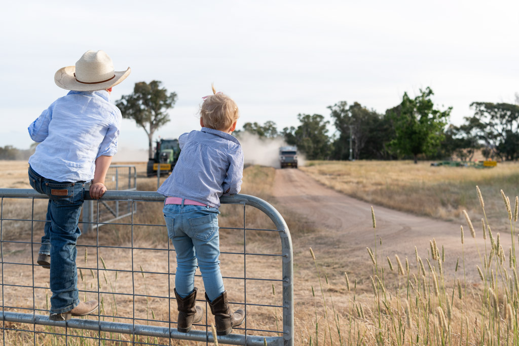 Farming Children on Farm fence